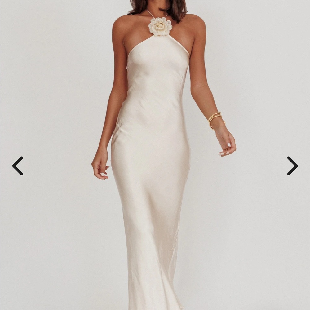 Selfie Leslie Cream Halter Gown